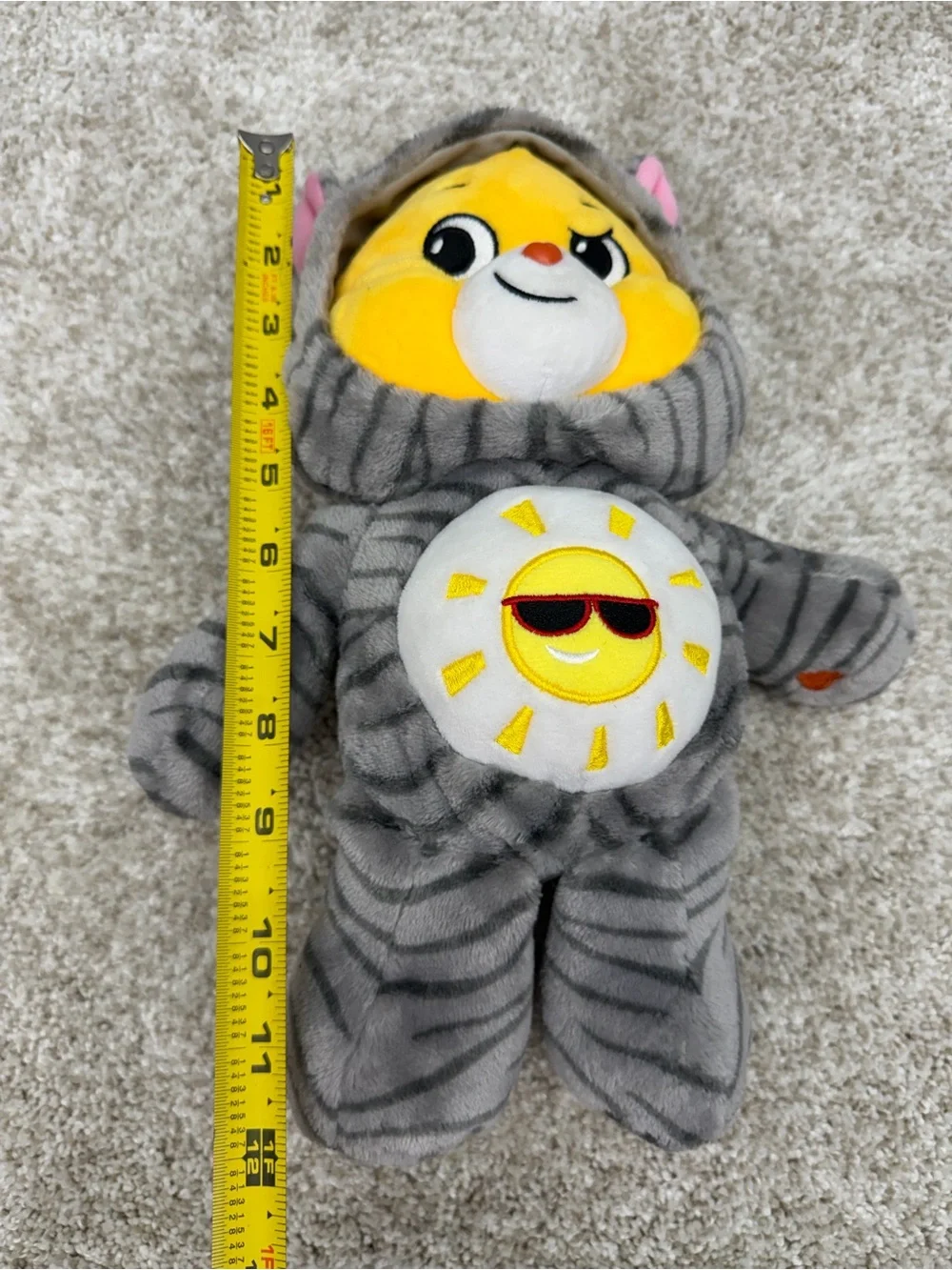 Care Bears 12” Funshine Bear Kitty Cat Hoodie Friends Collector Yellow Plush